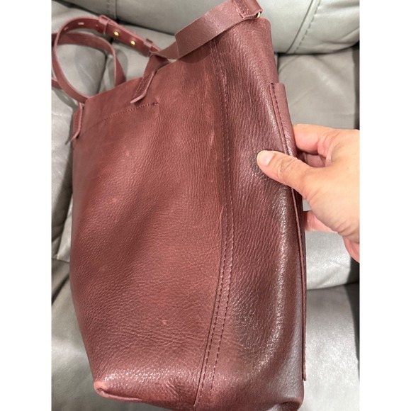 Madewell Medium Transport Tote Leather Burgundy Brown Crossbody 14\